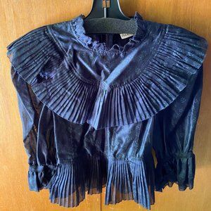 Ulla Johnson Edna Women's Organza Ruffle Peplum Blouse Top Midnight Size 2
